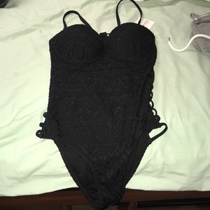 NWT black cutout one piece swimsuit